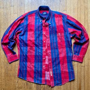 The Original BD Baggies Red & Navy Plaid Print Long Sleeve Button Up